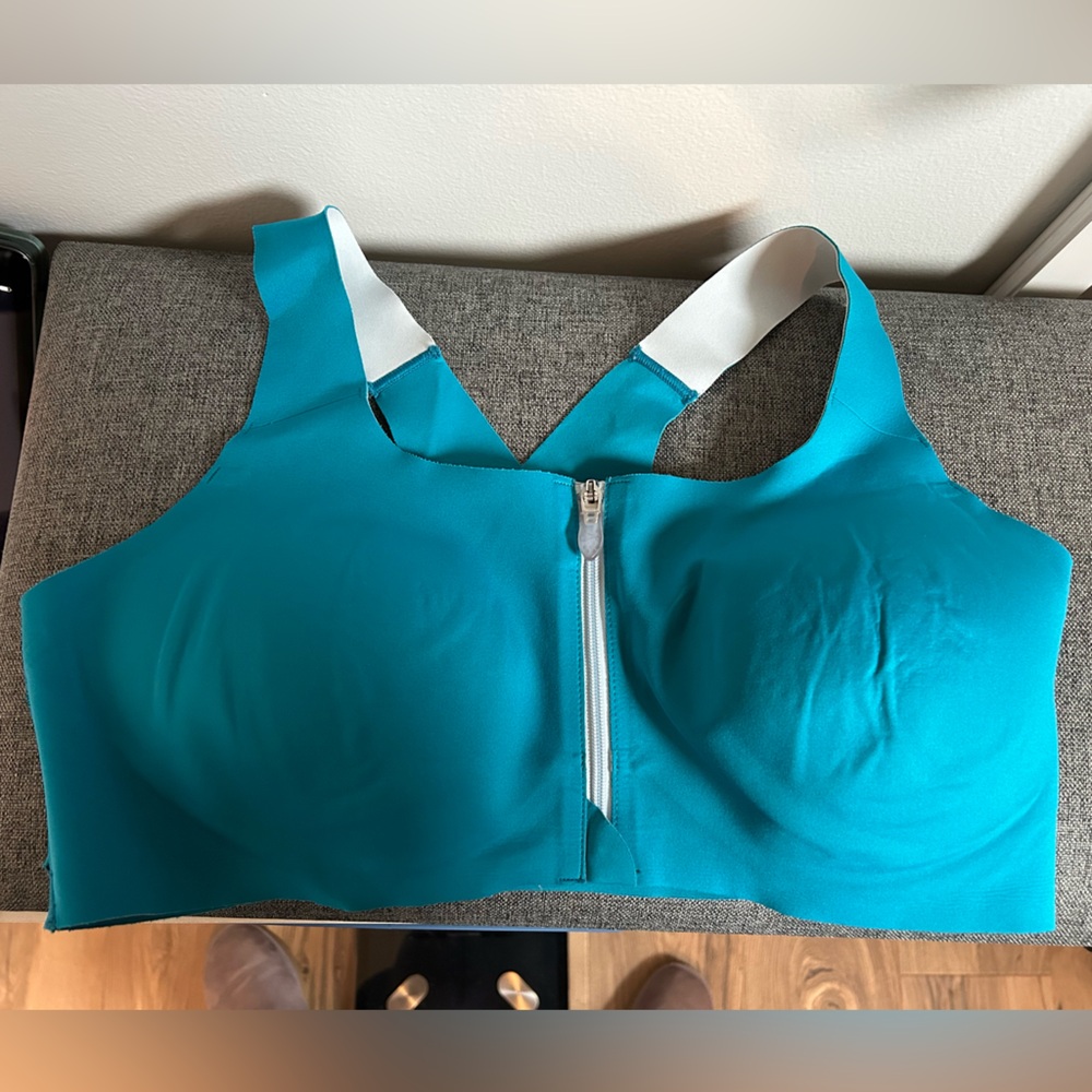 Brooks Dare Teal Zip-Front Running Sports Bra Size 38D - Picture 3 of 5
